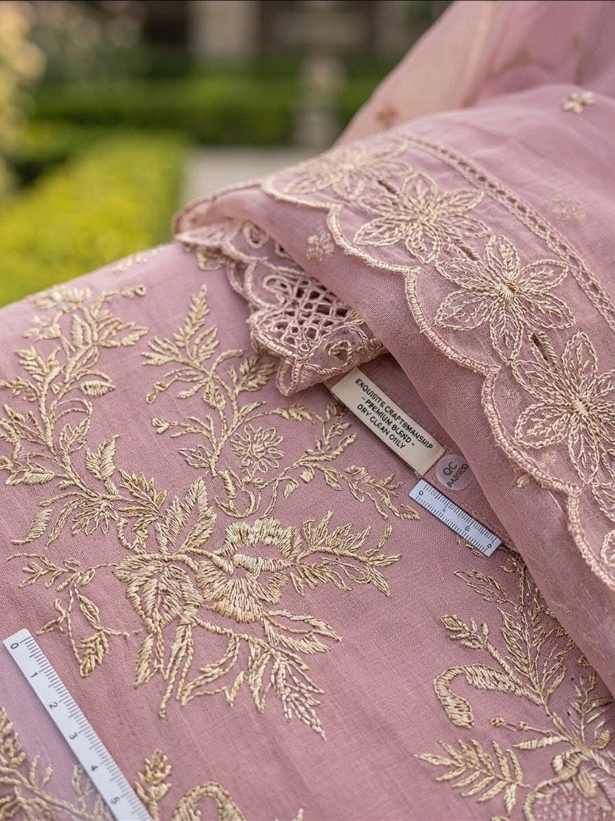 Rose Petal Grace — 3-Piece Embroidered Premium Lawn Suit