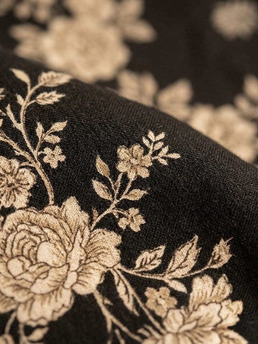 Elegant Black Floral Printed 2-Piece Women’s Suit