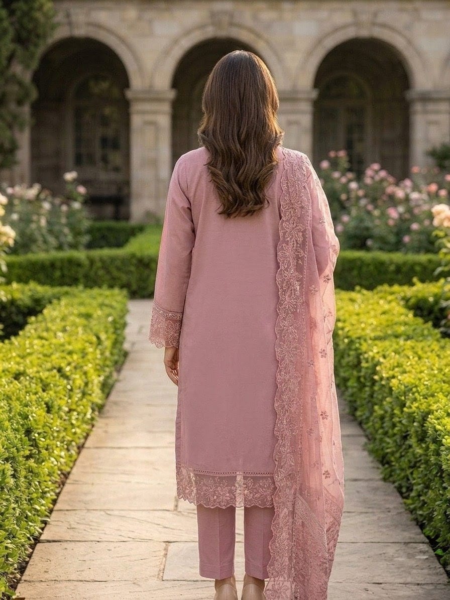 Rose Petal Grace — 3-Piece Embroidered Premium Lawn Suit
