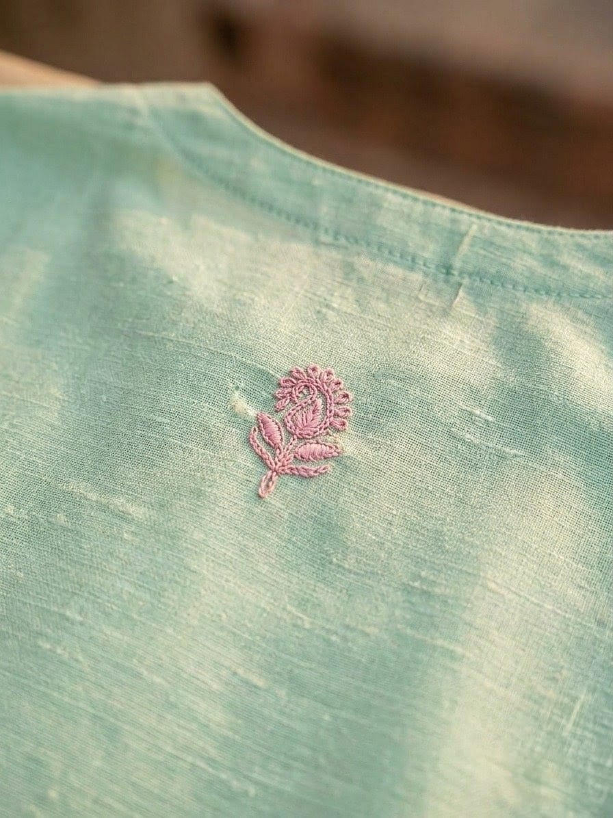 Elegant Mint Green Embroidered 2-Piece Women’s Suit