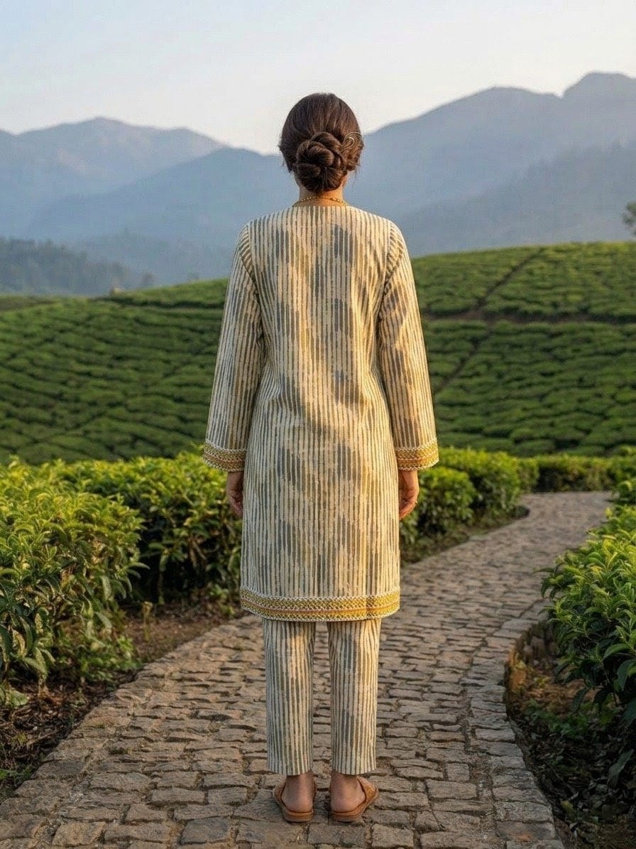 Elegant Beige Striped 2-Piece Women’s Suit