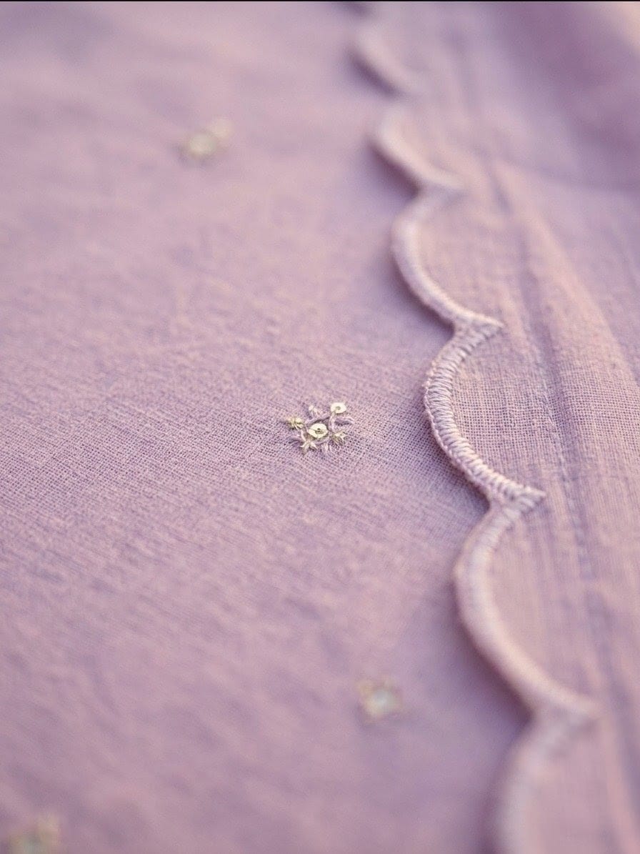 Lavender Elegance Embroidered 3-Piece Lawn Suit for Women