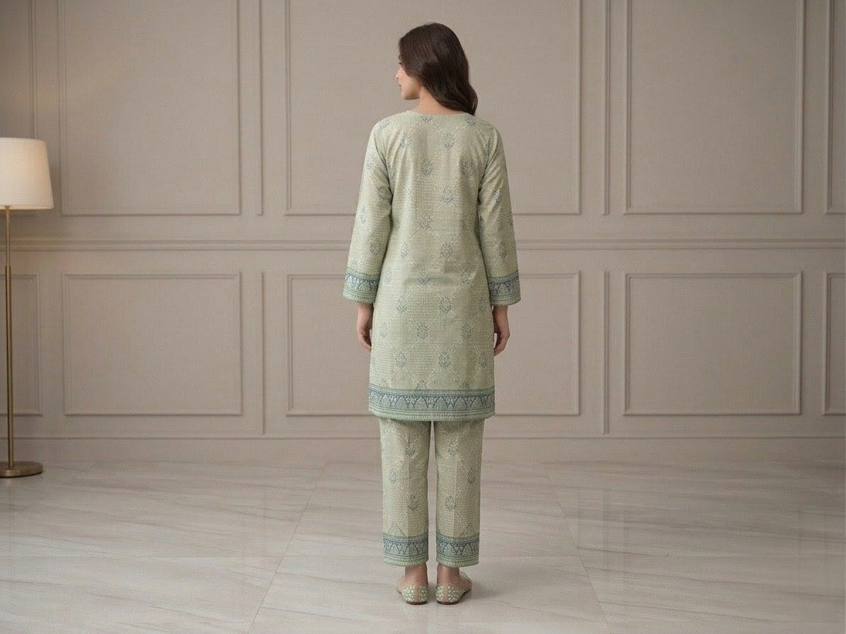 Sage Verdant Printed Co-ord Set (Alternative options: "Classic Sage Geometric Two-Piece Set" or "Minimalist Printed Co-ord Suit")
